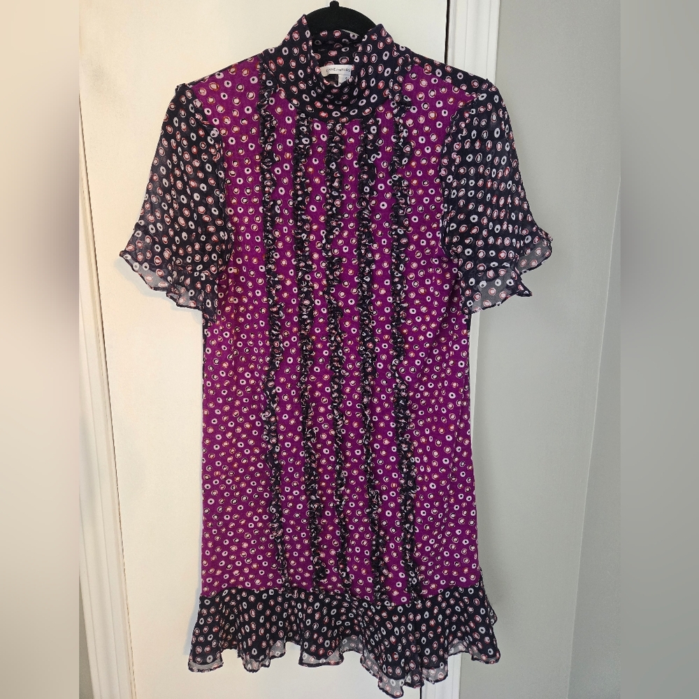 Diane Von Furstenberg Sebina Dress Size 6 Wool/Silk Pirouette Dot Amethyst - Picture 2 of 10